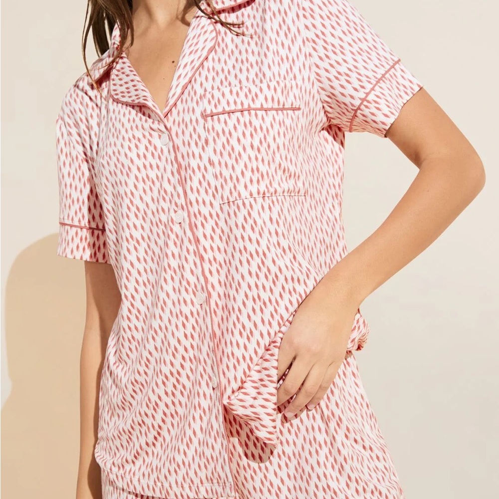 Eberjey Pink and White Patterned Pajama Set